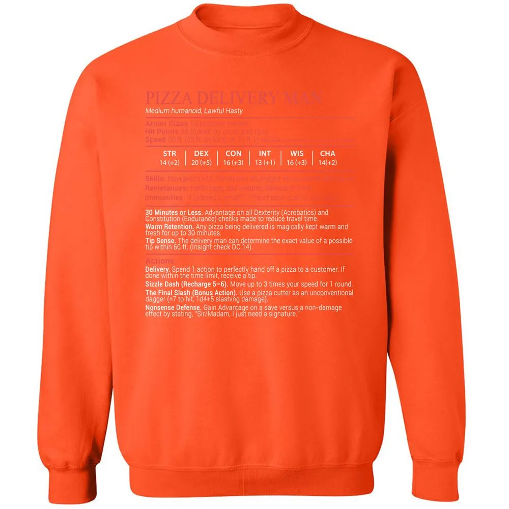 Pizza Delivery Man Stats Block - Orange - 12