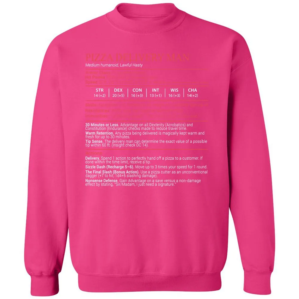 Pizza Delivery Man Stats Block - Heliconia - 15