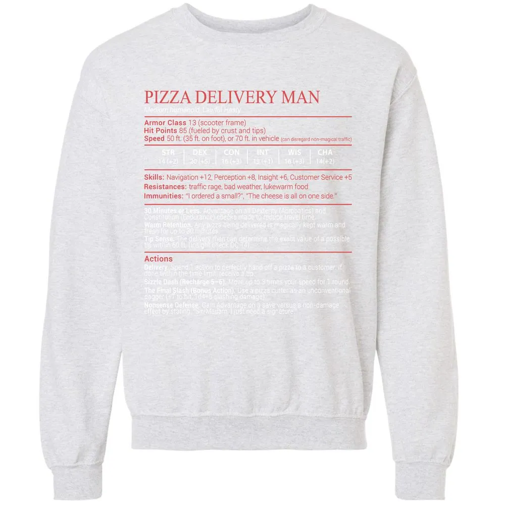 Pizza Delivery Man Stats Block - Ash - 16