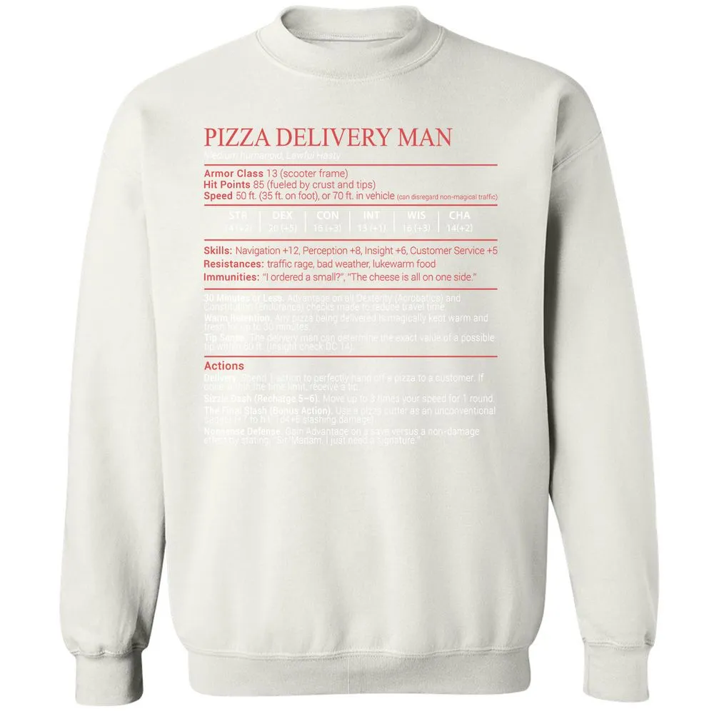 Pizza Delivery Man Stats Block - White - 18