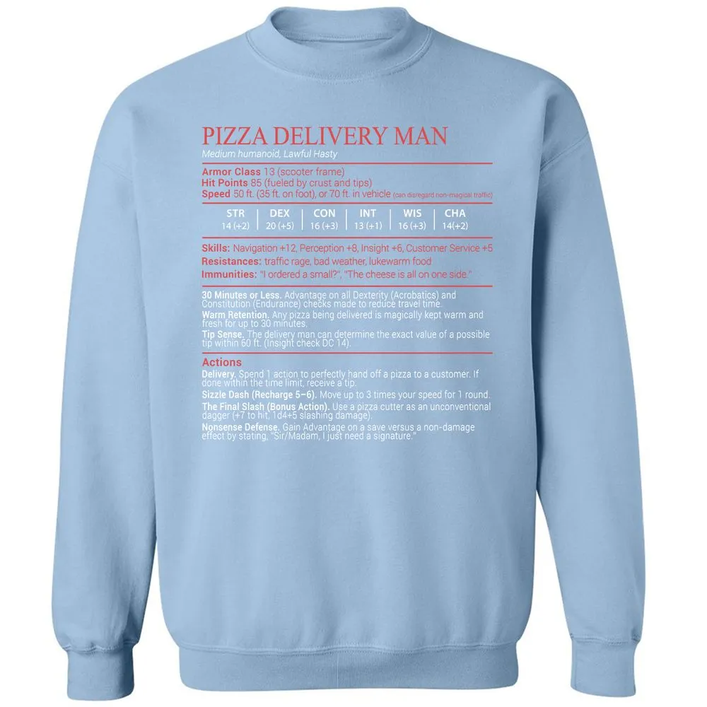 Pizza Delivery Man Stats Block - Light Blue - 21