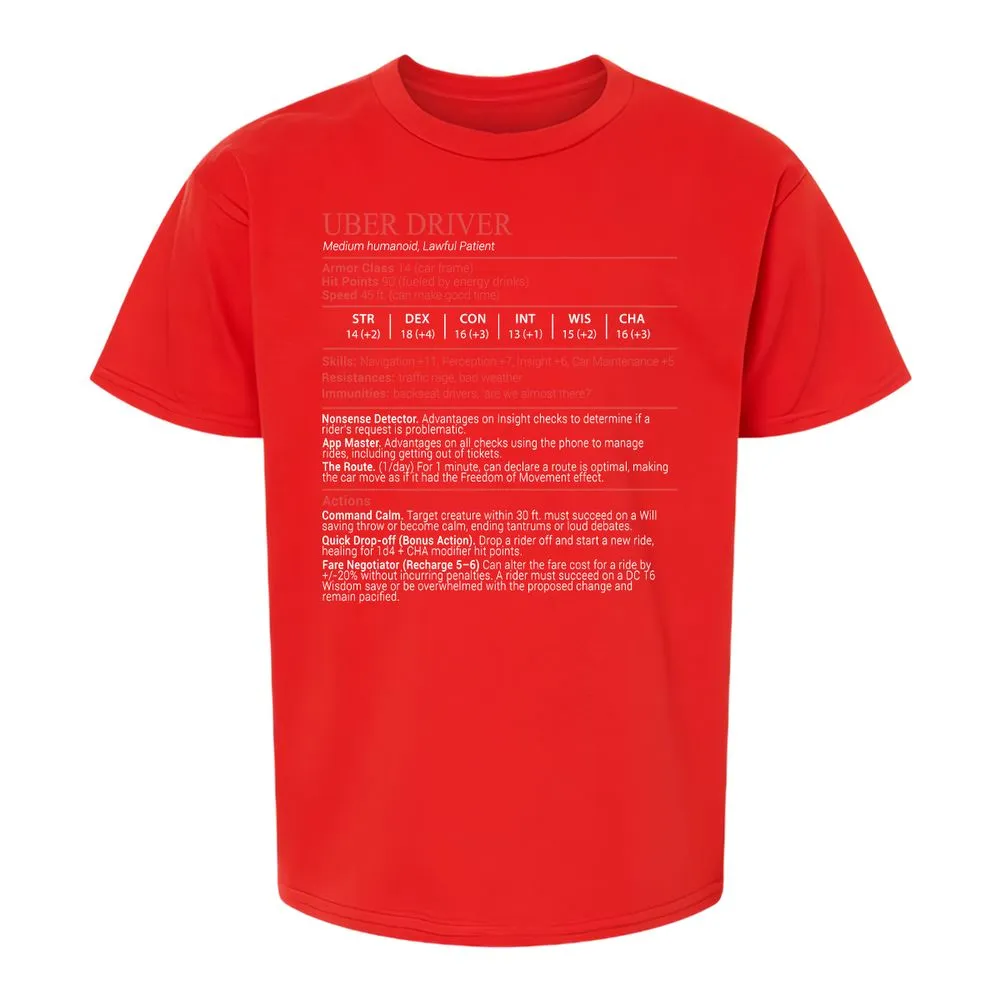 Uber Driver Stats Block Kids T-Shirt - Red - 8