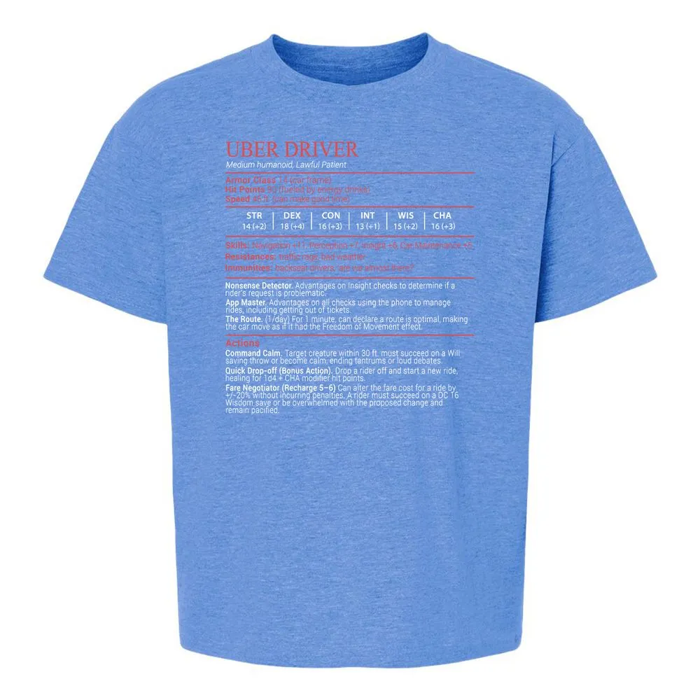 Uber Driver Stats Block Kids T-Shirt - Heather Royal - 13