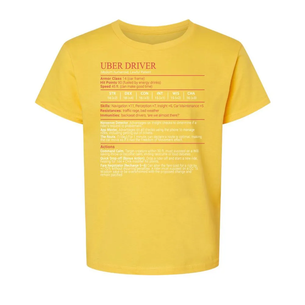 Uber Driver Stats Block Kids T-Shirt - Daisy - 15