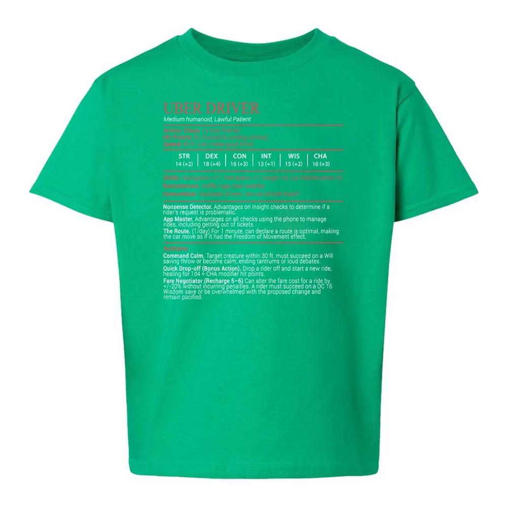Uber Driver Stats Block Kids T-Shirt - Irish Green - 16