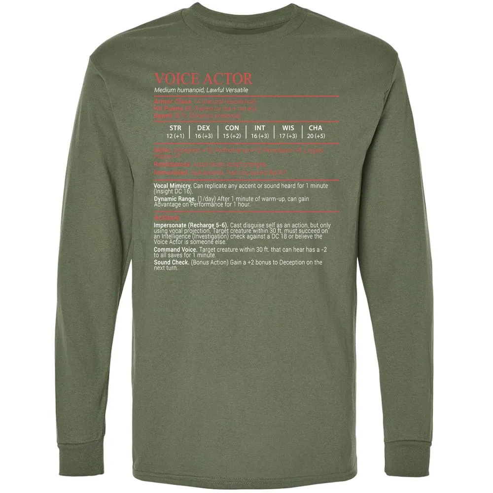 Voice Actor Stats Block - Military Green - 9