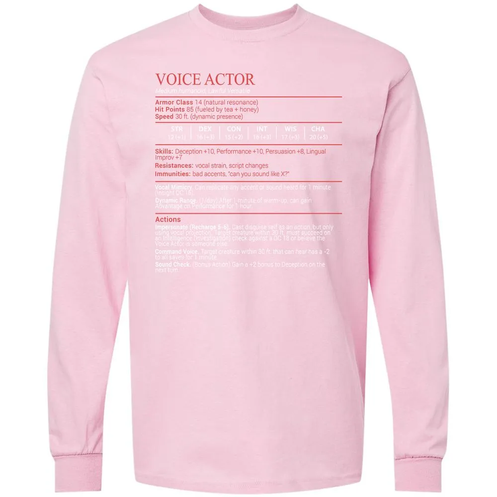 Voice Actor Stats Block - Light Pink - 16