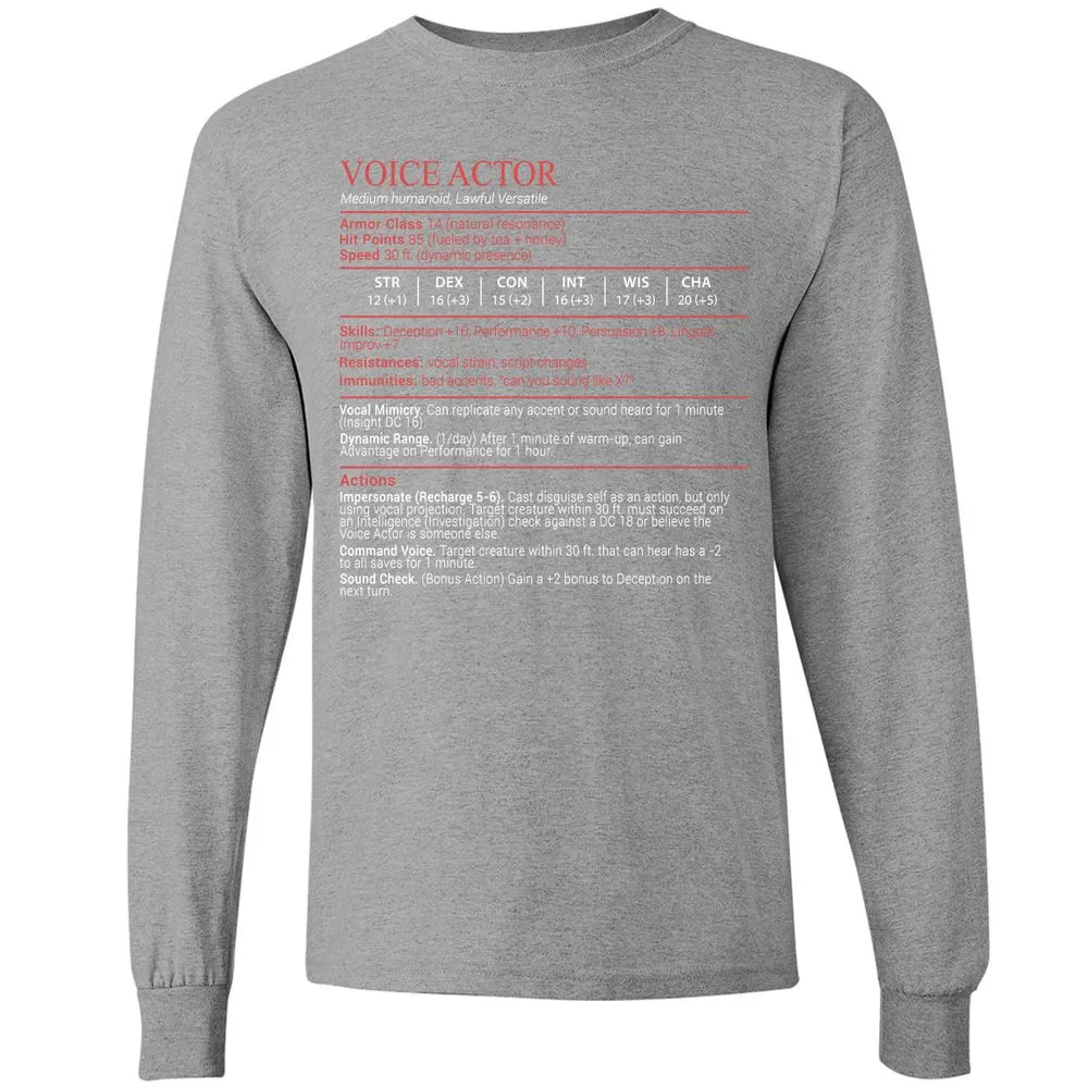 Voice Actor Stats Block - Sport Grey - 19