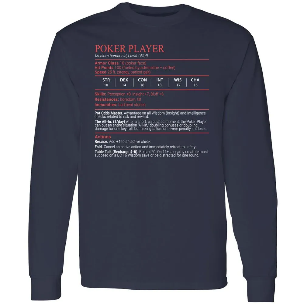 Poker Player Stats Block - Navy - 2