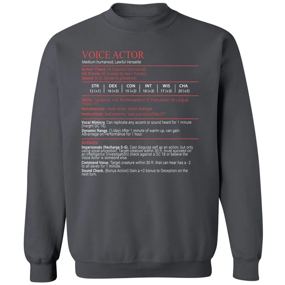 Voice Actor Stats Block - Charcoal - 6