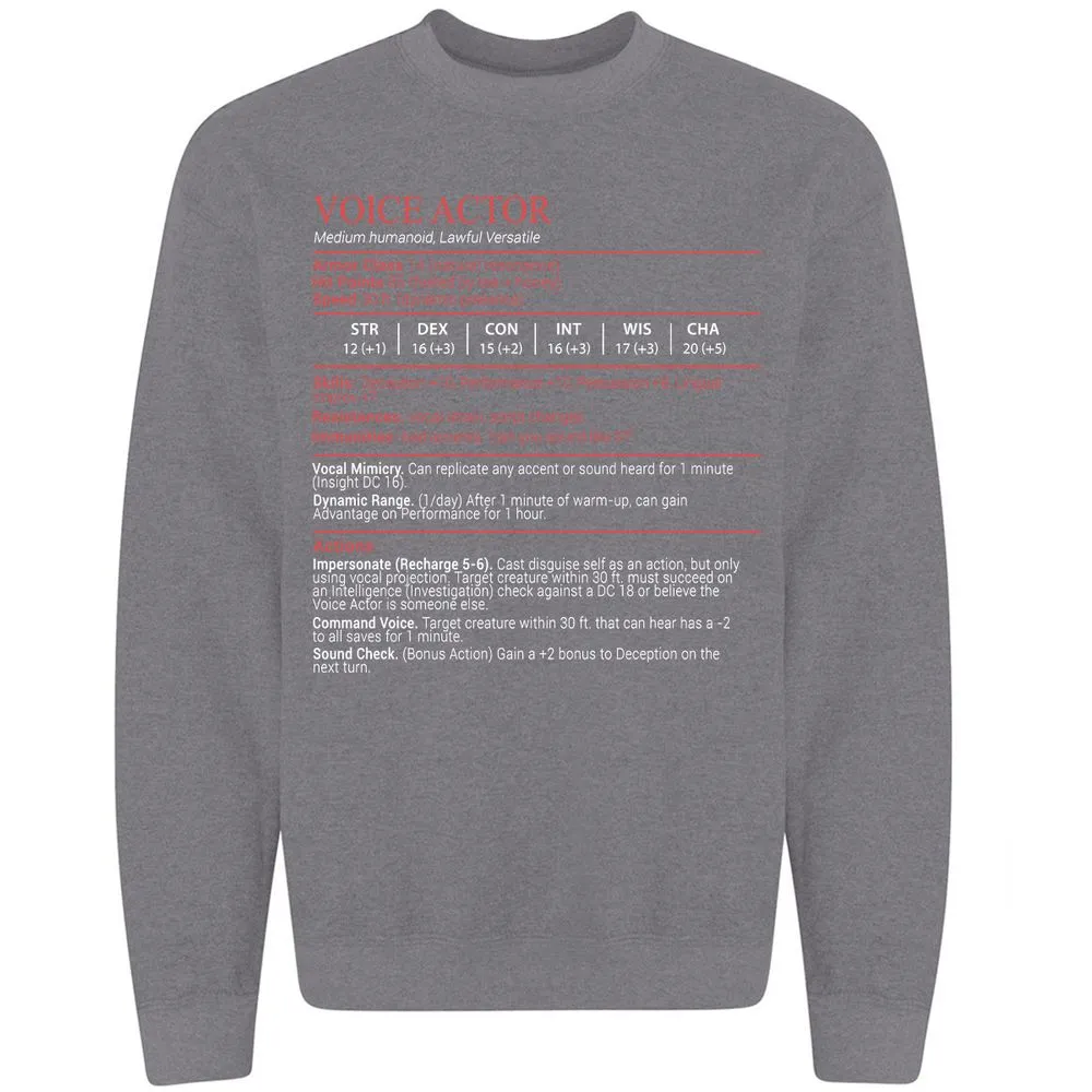 Voice Actor Stats Block - Graphite Heather - 7