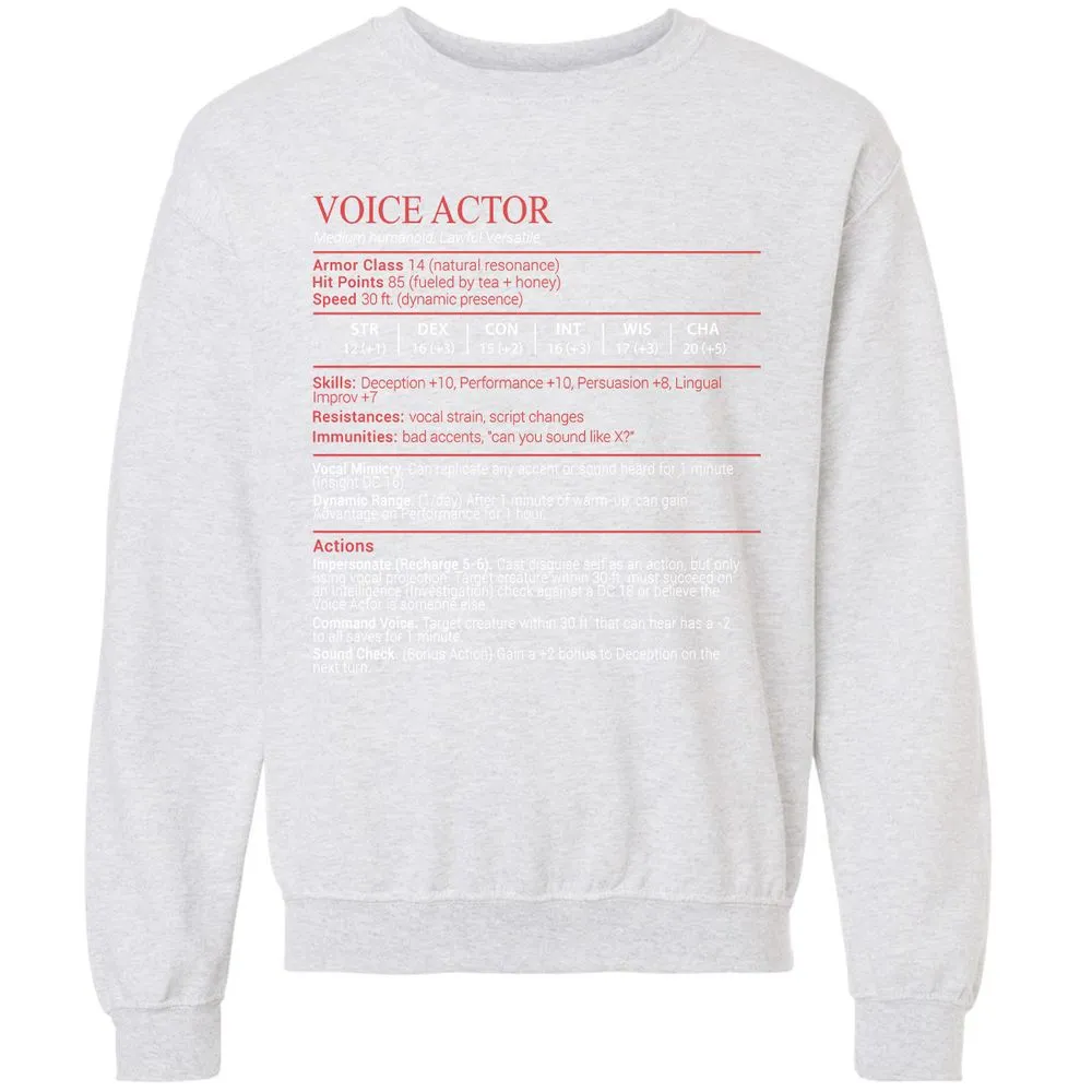 Voice Actor Stats Block - Ash - 16