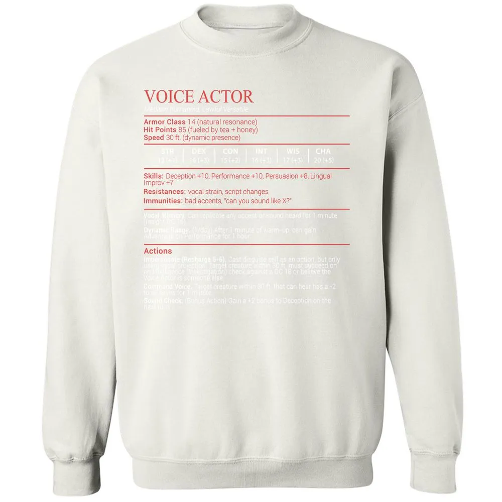 Voice Actor Stats Block - White - 18