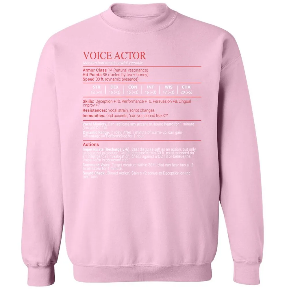 Voice Actor Stats Block - Light Pink - 19