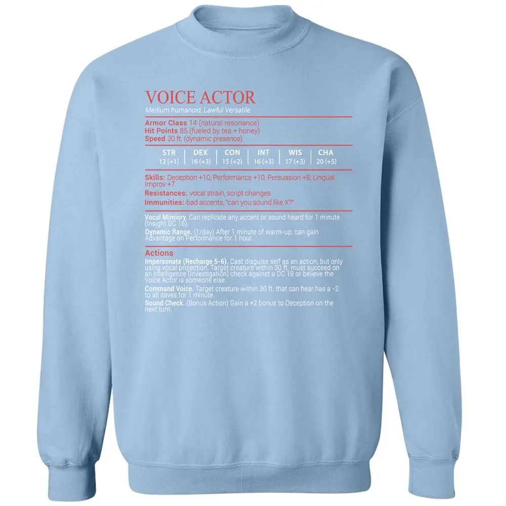 Voice Actor Stats Block - Light Blue - 21