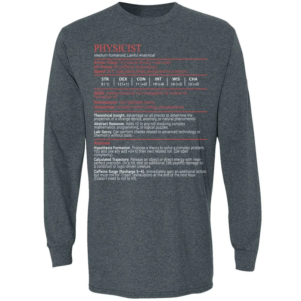 Physicist Stats Block - Dark Heather - 5