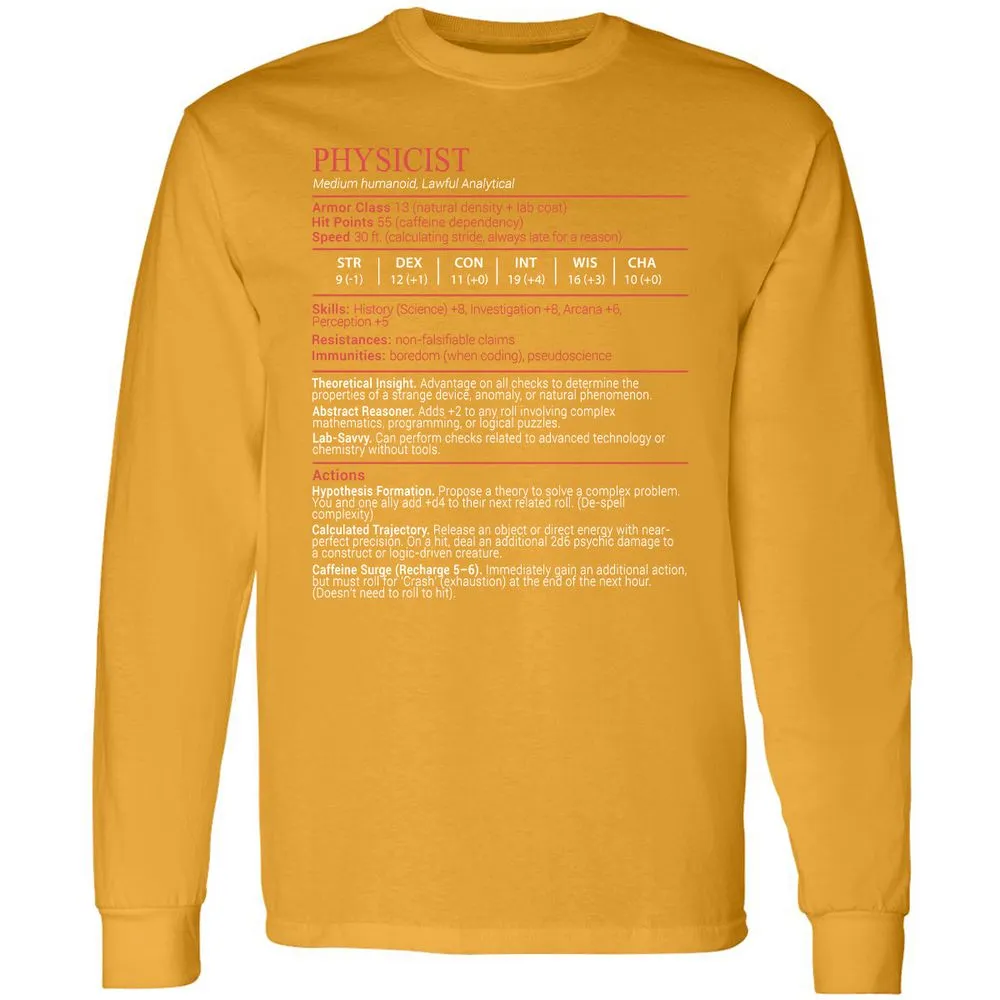 Physicist Stats Block - Gold - 13