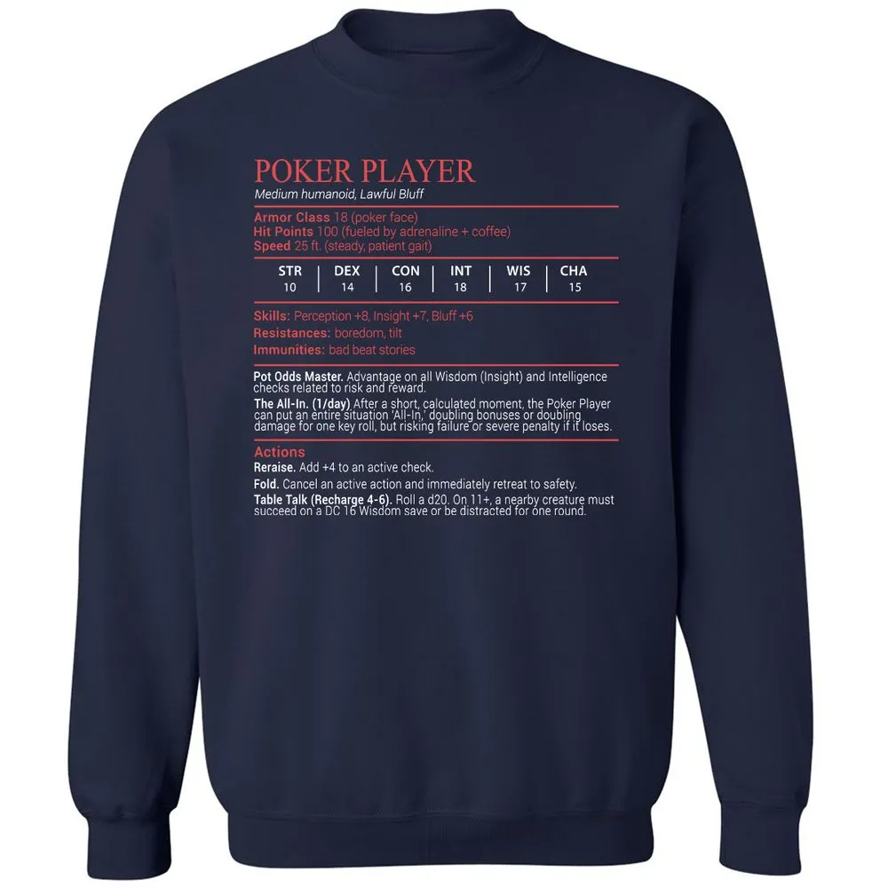 Poker Player Stats Block - Navy - 2
