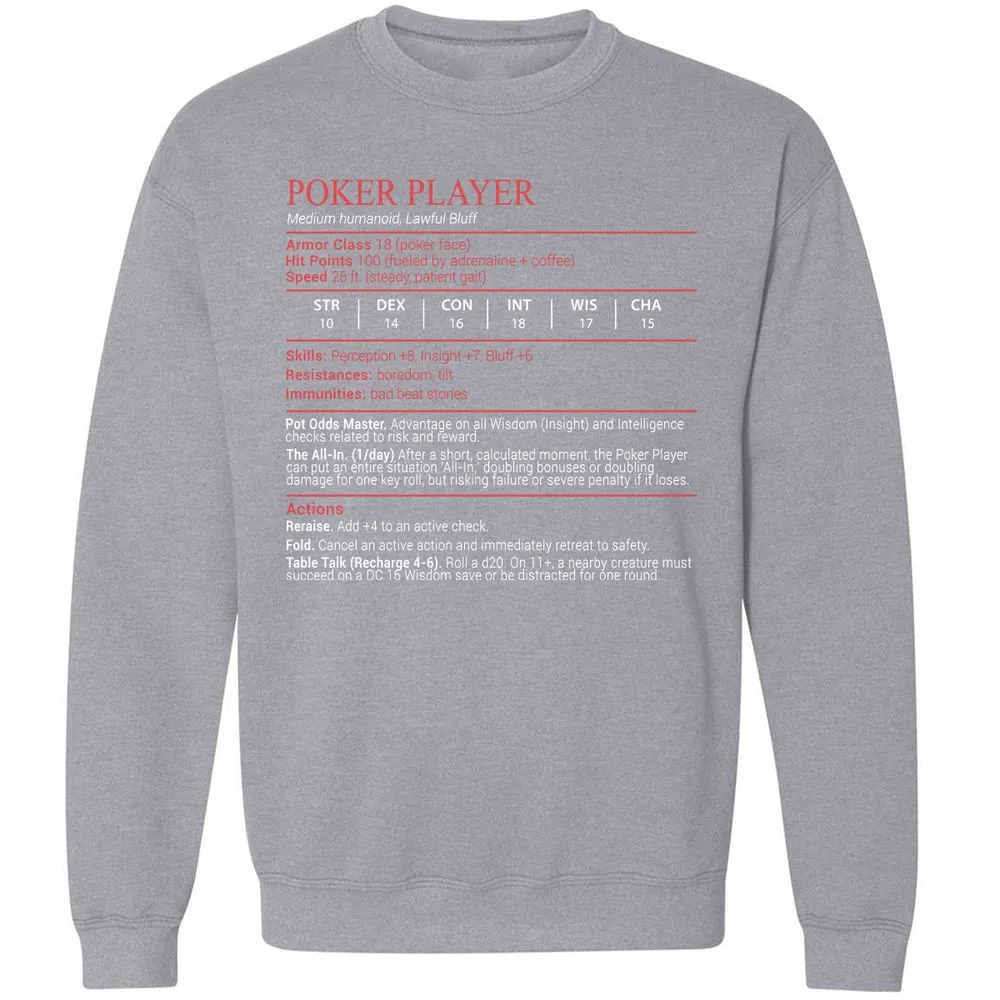 Poker Player Stats Block - Sport Grey - 17
