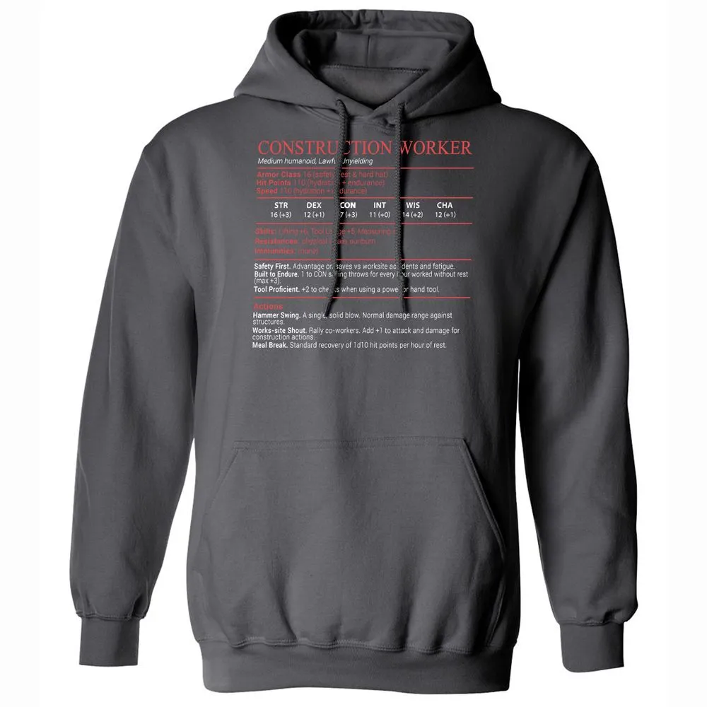 Construction Worker Stats Block - Charcoal - 8