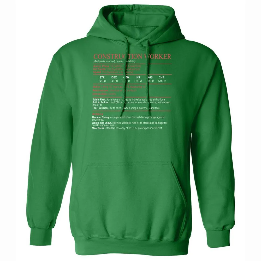 Construction Worker Stats Block - Irish Green - 11