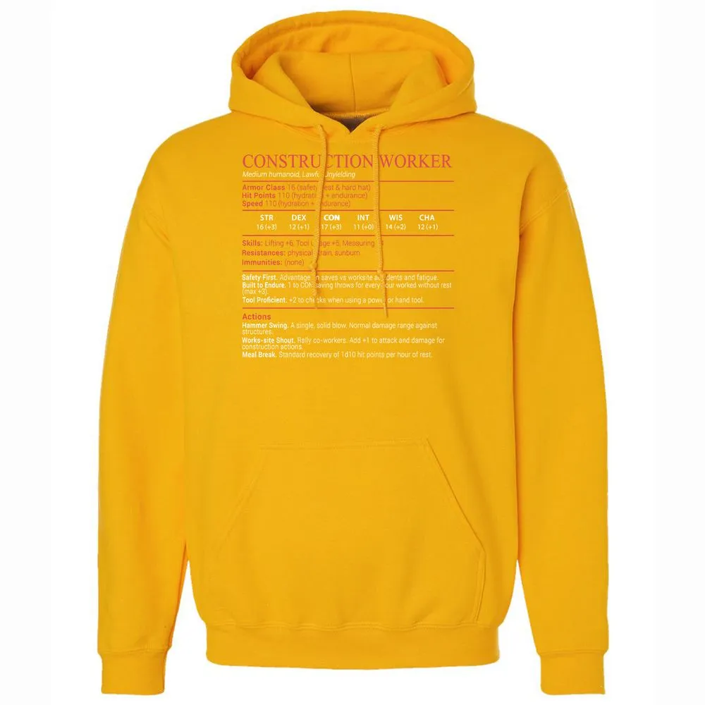 Construction Worker Stats Block - Gold - 15