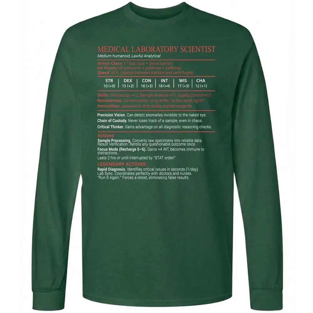 Medical Laboratory Scientist Stats Block - Forest Green - 4