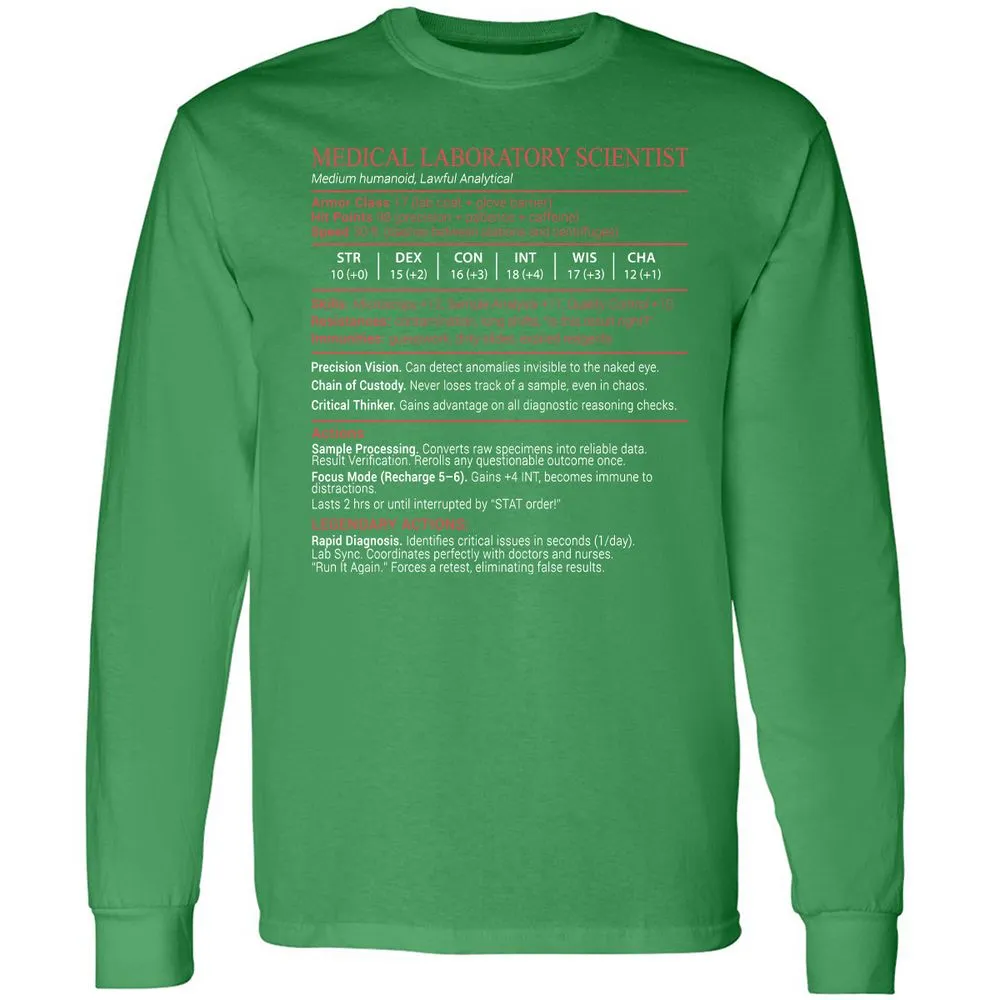 Medical Laboratory Scientist Stats Block - Irish Green - 10