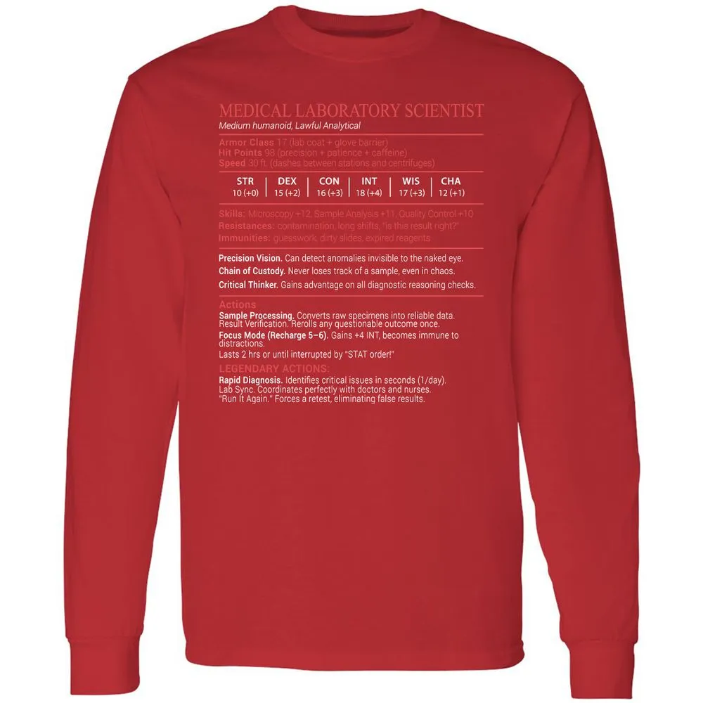 Medical Laboratory Scientist Stats Block - Red - 11