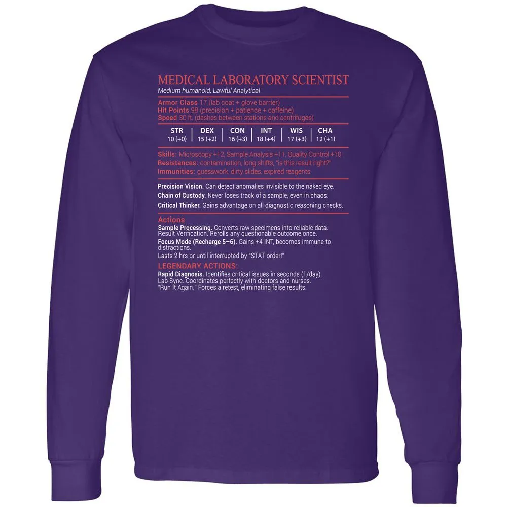 Medical Laboratory Scientist Stats Block - Purple - 12