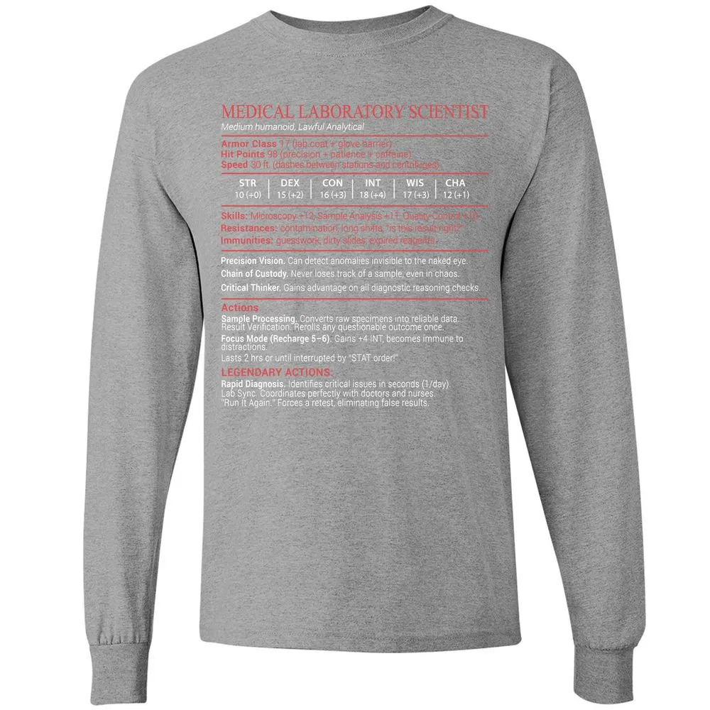Medical Laboratory Scientist Stats Block - Sport Grey - 19