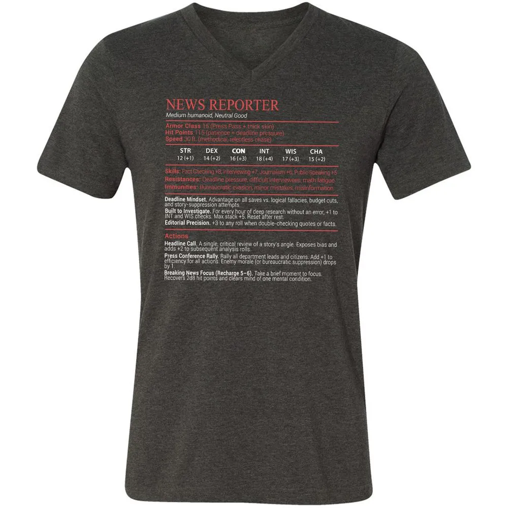 News Reporter Stats Block - Dark Grey Heather - 9