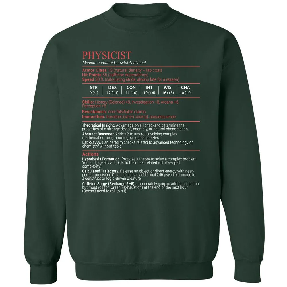 Physicist Stats Block - Forest Green - 5
