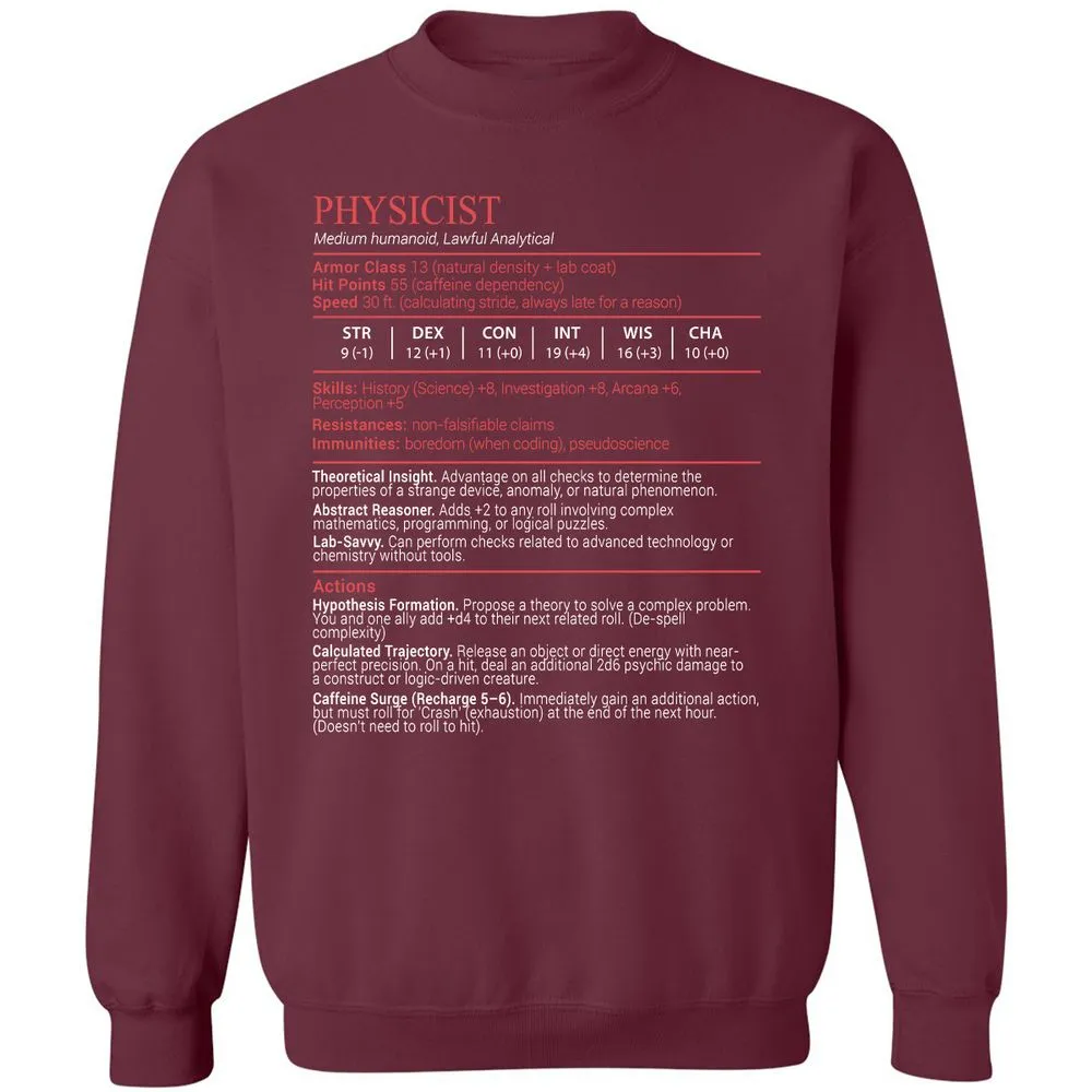 Physicist Stats Block - Maroon - 8