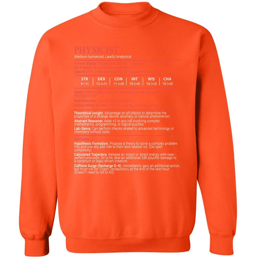 Physicist Stats Block - Orange - 12