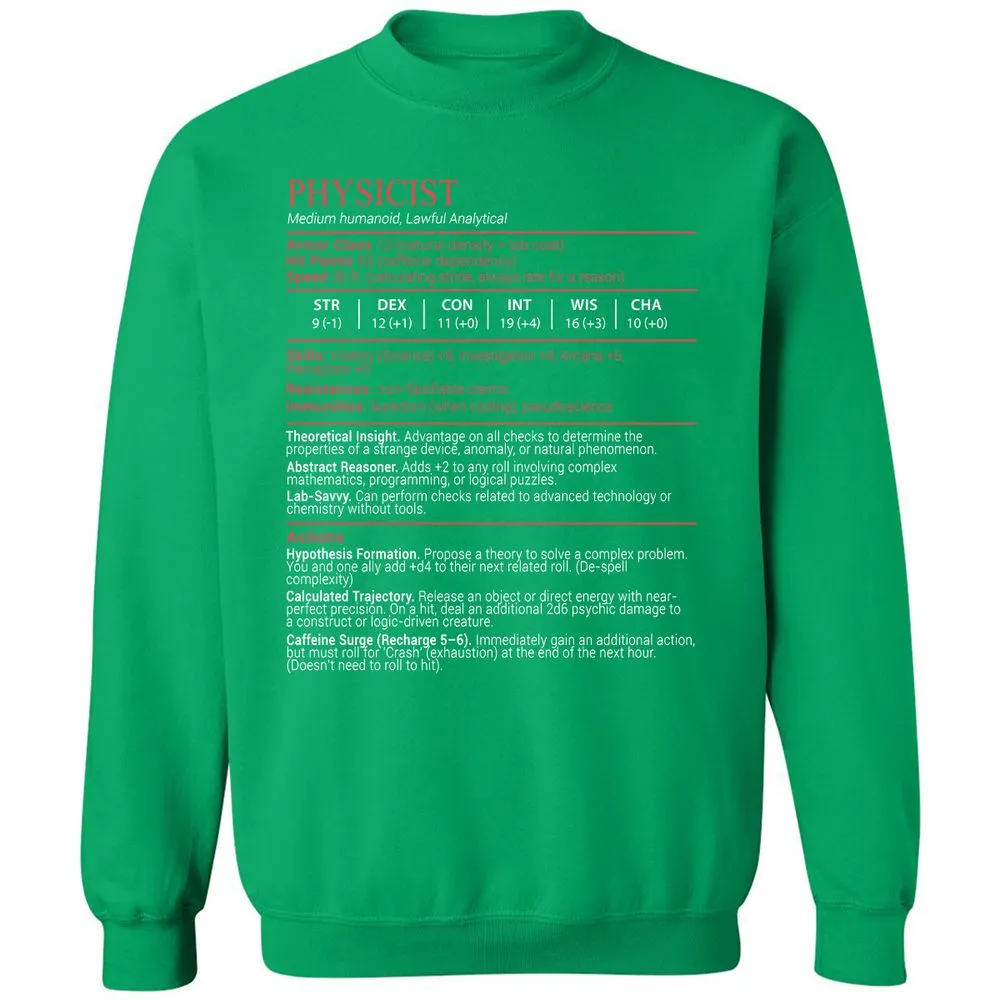 Physicist Stats Block - Irish Green - 13