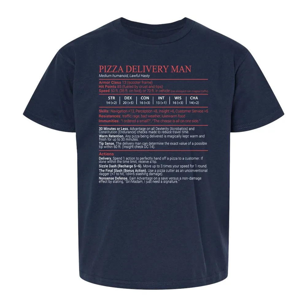 Pizza Delivery Man Stats Block - Navy - 2