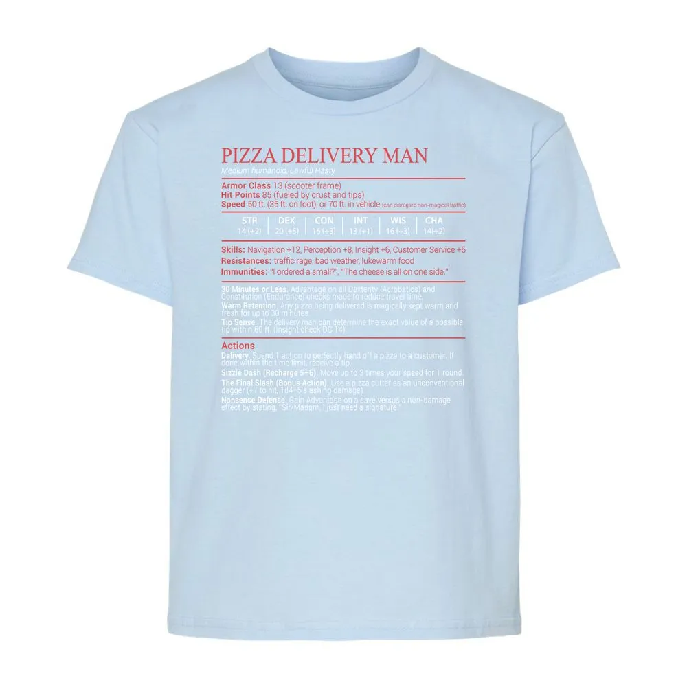 Pizza Delivery Man Stats Block - Light Blue - 6