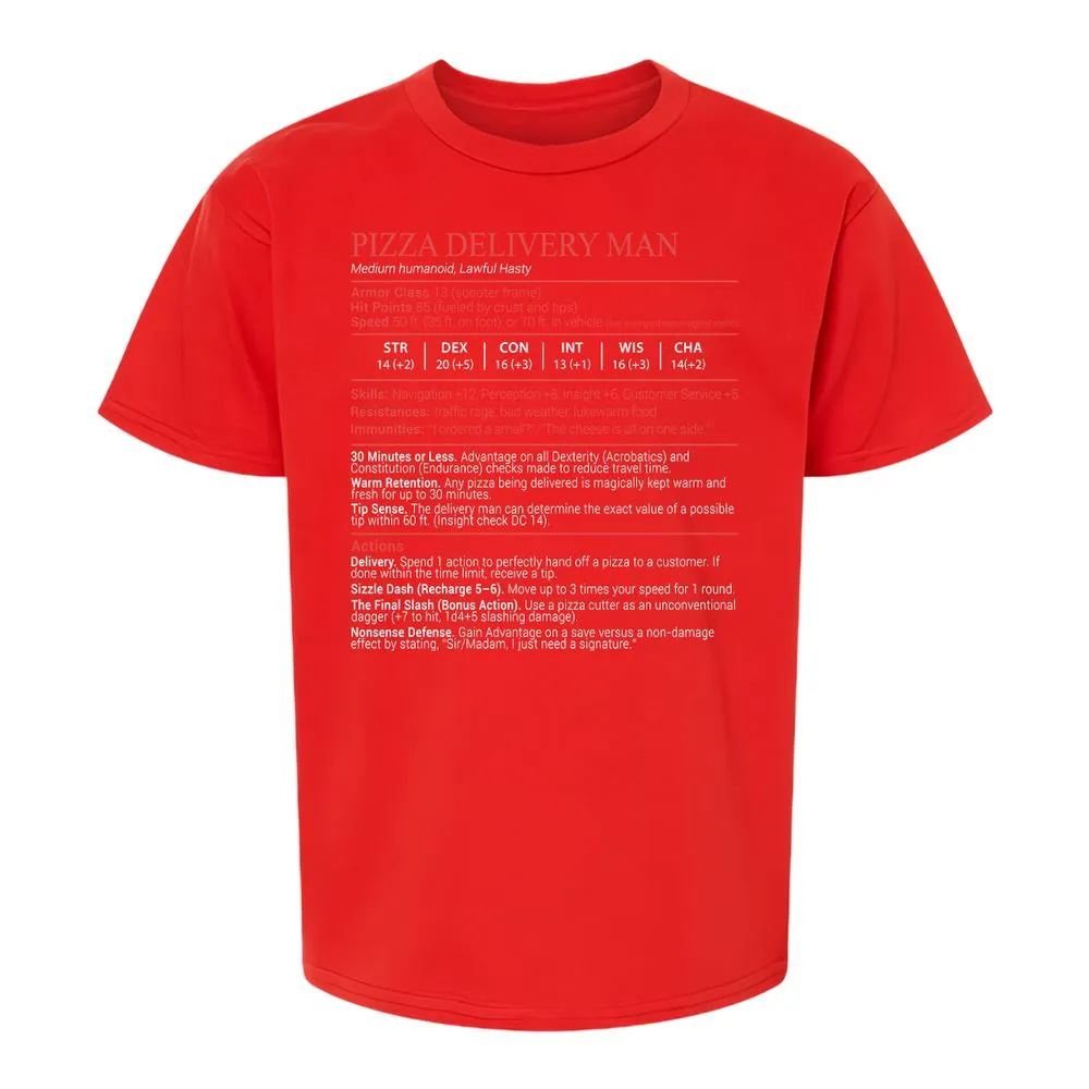 Pizza Delivery Man Stats Block - Red - 8
