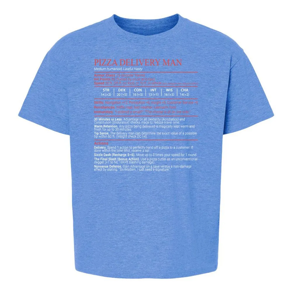 Pizza Delivery Man Stats Block - Heather Royal - 13