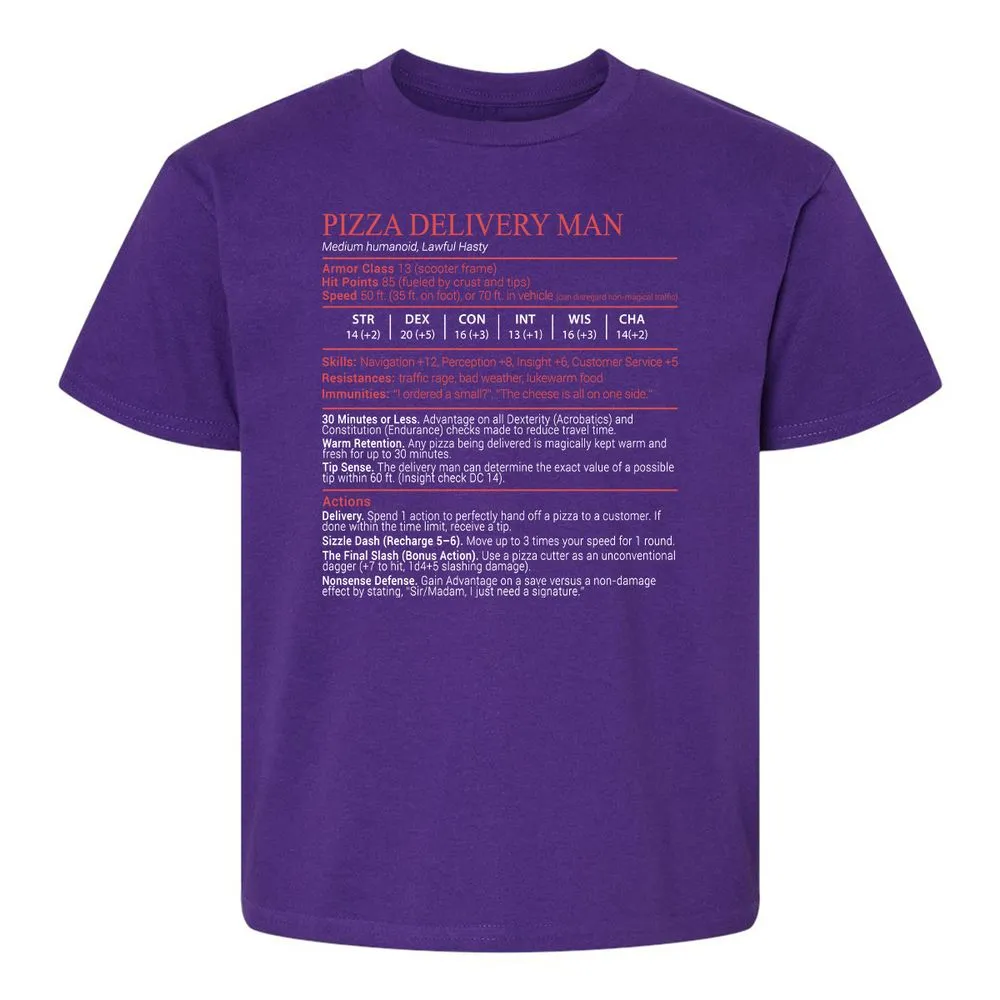 Pizza Delivery Man Stats Block - Purple - 17