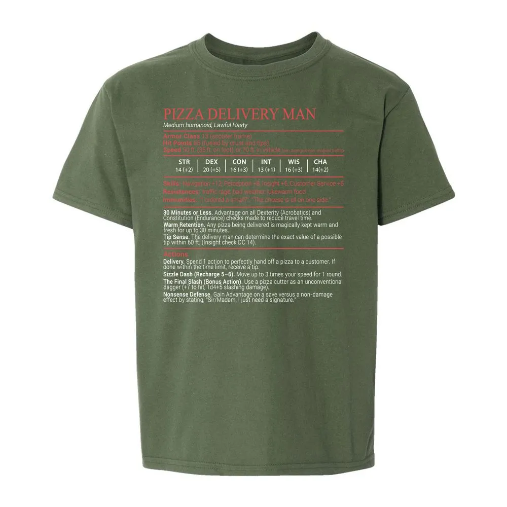 Pizza Delivery Man Stats Block - Military Green - 19