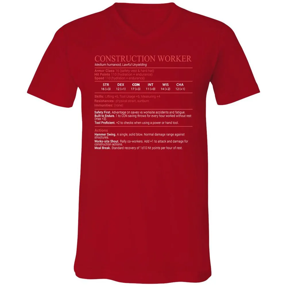 Construction Worker Stats Block - Red - 6