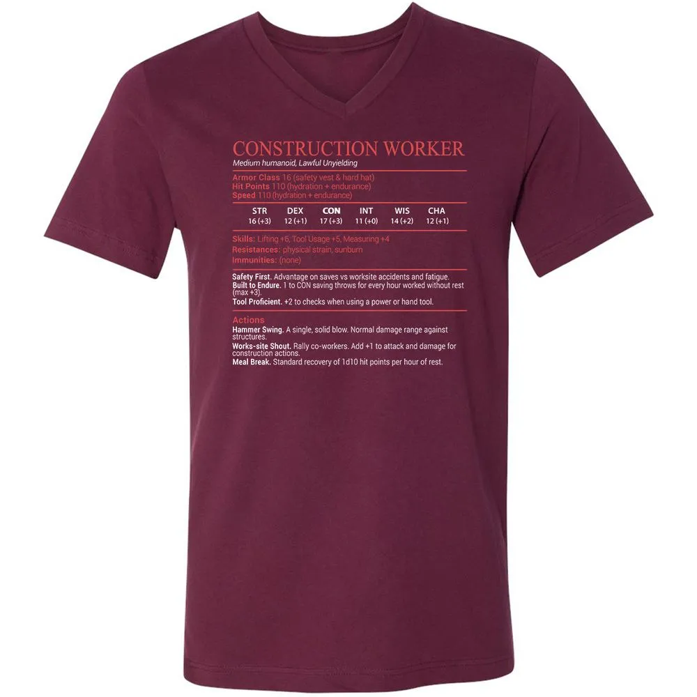 Construction Worker Stats Block - Maroon - 8