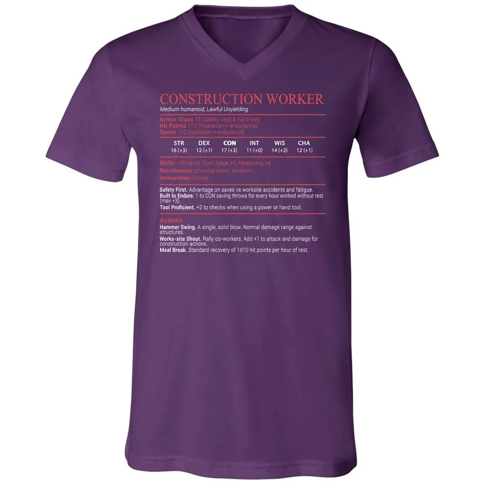 Construction Worker Stats Block - Team Purple - 10