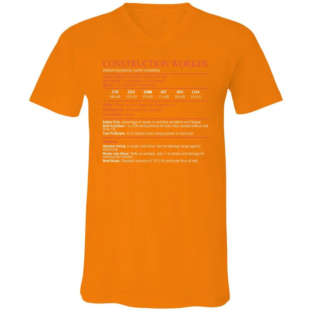 Construction Worker Stats Block - Orange - 12