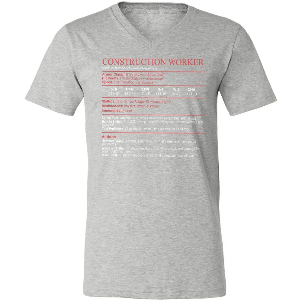Construction Worker Stats Block - Athletic Heather - 15