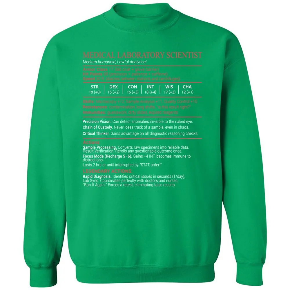 Medical Laboratory Scientist Stats Block - Irish Green - 13