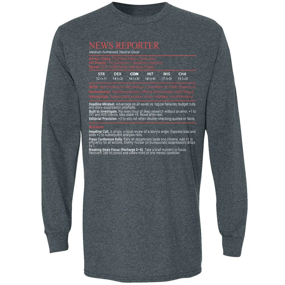 News Reporter Stats Block - Dark Heather - 5