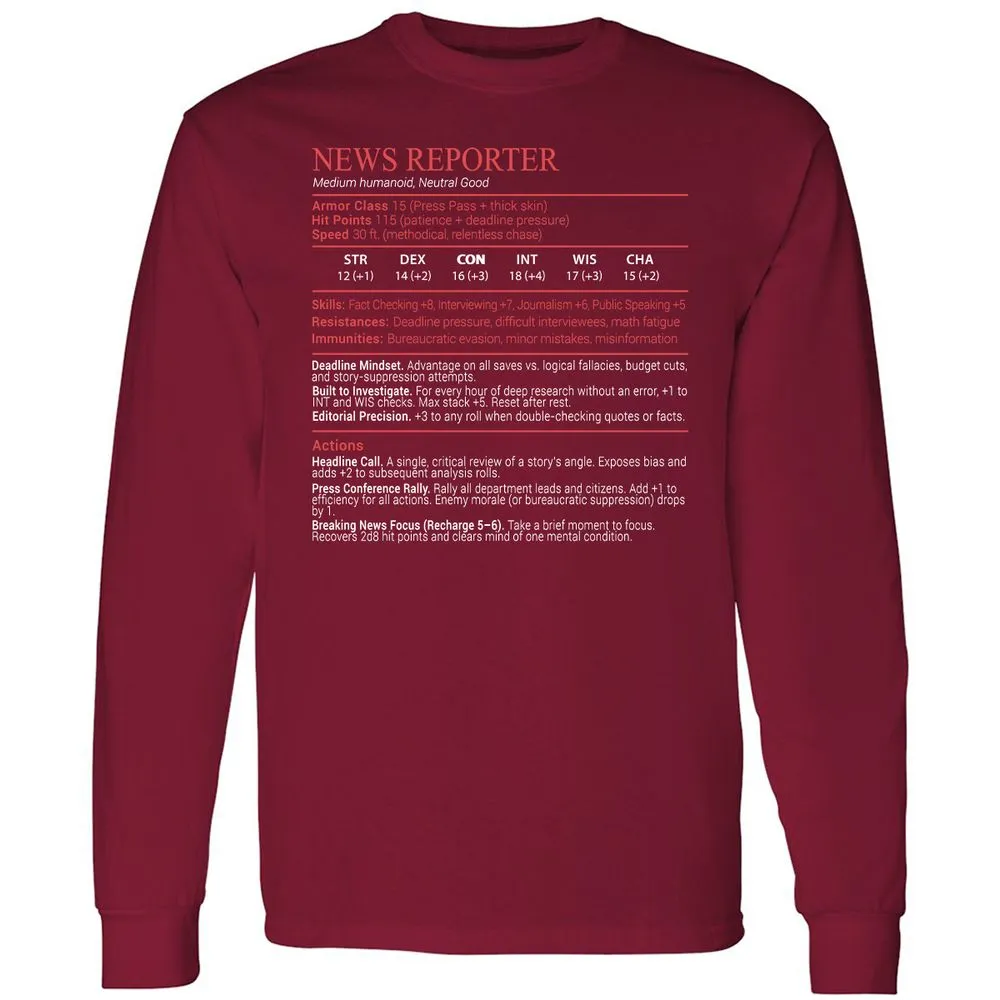 News Reporter Stats Block - Cardinal Red - 7